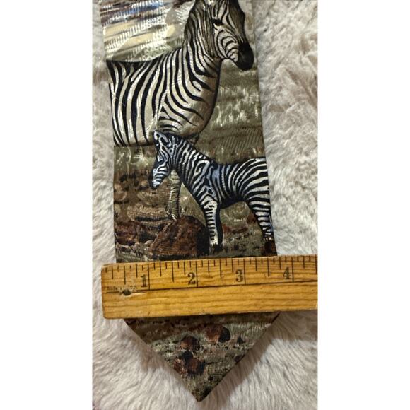 Endangered Species Zebra Safari Wildlife Necktie Silk Nature Animal Print - Picture 6 of 6